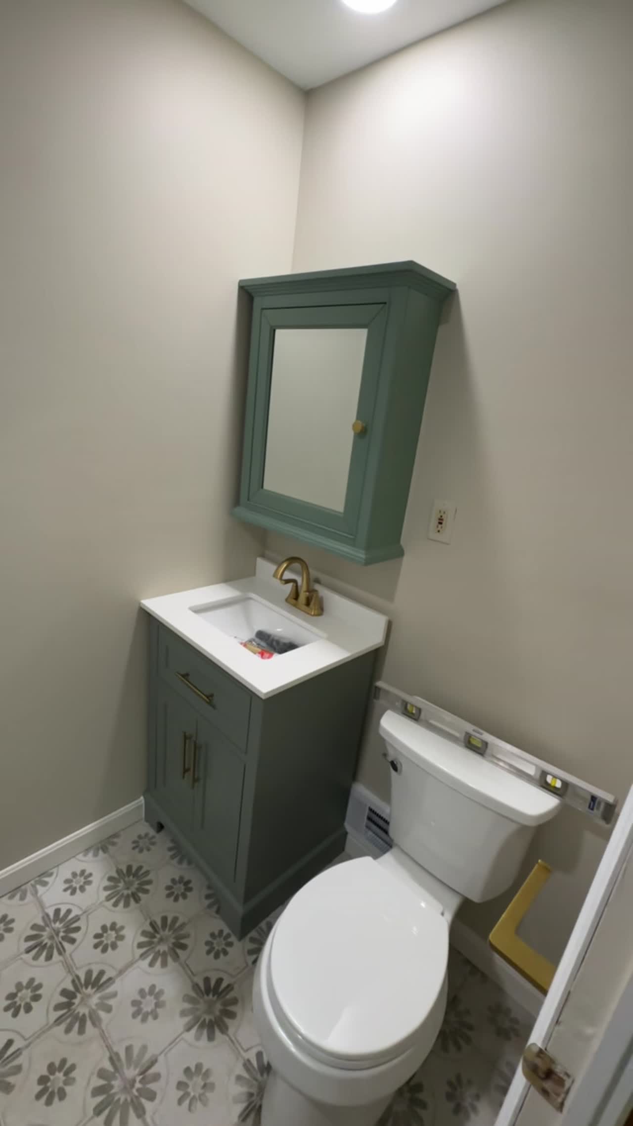 Video walkthrough of a bathroom renovation project